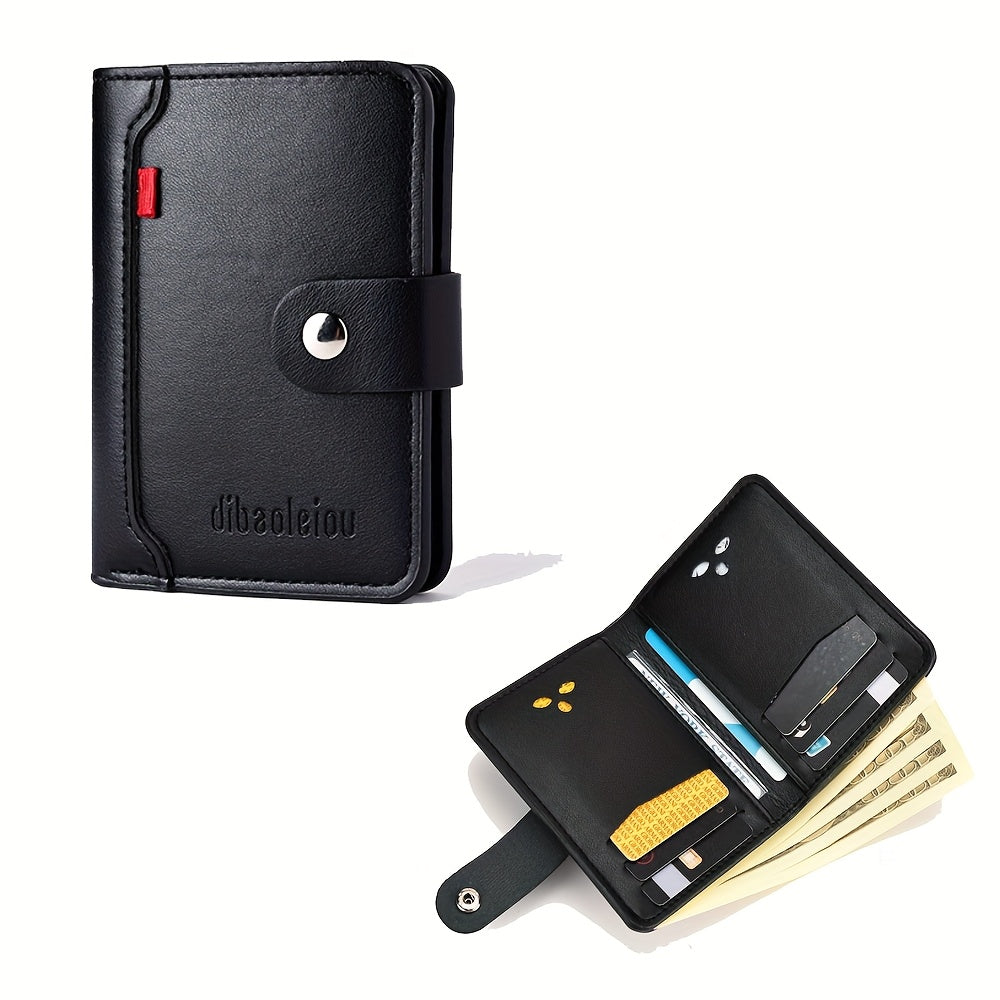 A Compact Men'S Wallet with Multiple Card Slots, Featuring a Stylish And Minimalist Design for Holding Driver'S Licenses And Credit Cards, with a Snap Closure - a Spacious Synthetic Faux Leather Coin Purse, Ideal for Travel A