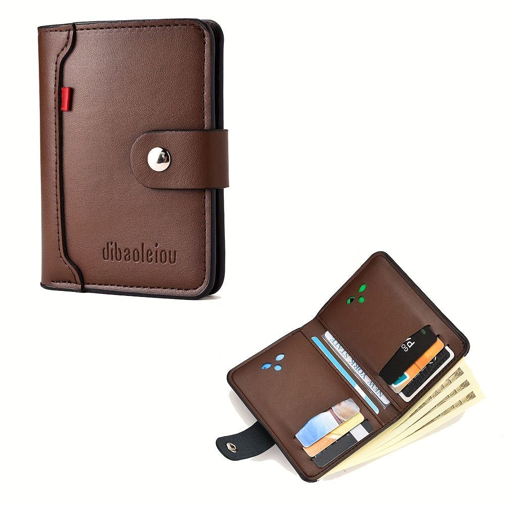 A Compact Men'S Wallet with Multiple Card Slots, Featuring a Stylish And Minimalist Design for Holding Driver'S Licenses And Credit Cards, with a Snap Closure - a Spacious Synthetic Faux Leather Coin Purse, Ideal for Travel A