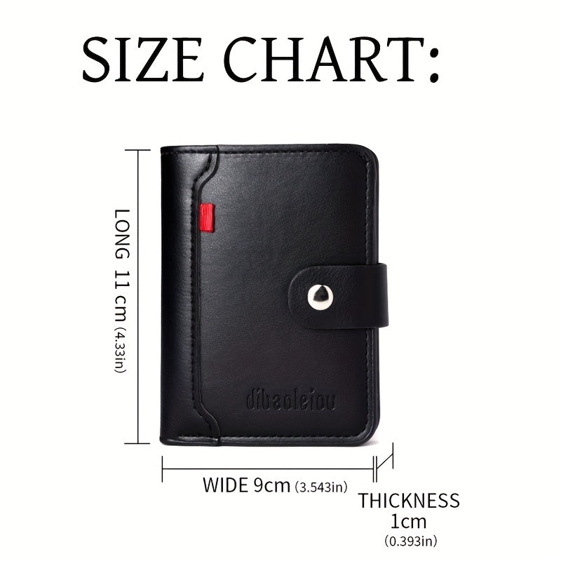 A Compact Men'S Wallet with Multiple Card Slots, Featuring a Stylish And Minimalist Design for Holding Driver'S Licenses And Credit Cards, with a Snap Closure - a Spacious Synthetic Faux Leather Coin Purse, Ideal for Travel A