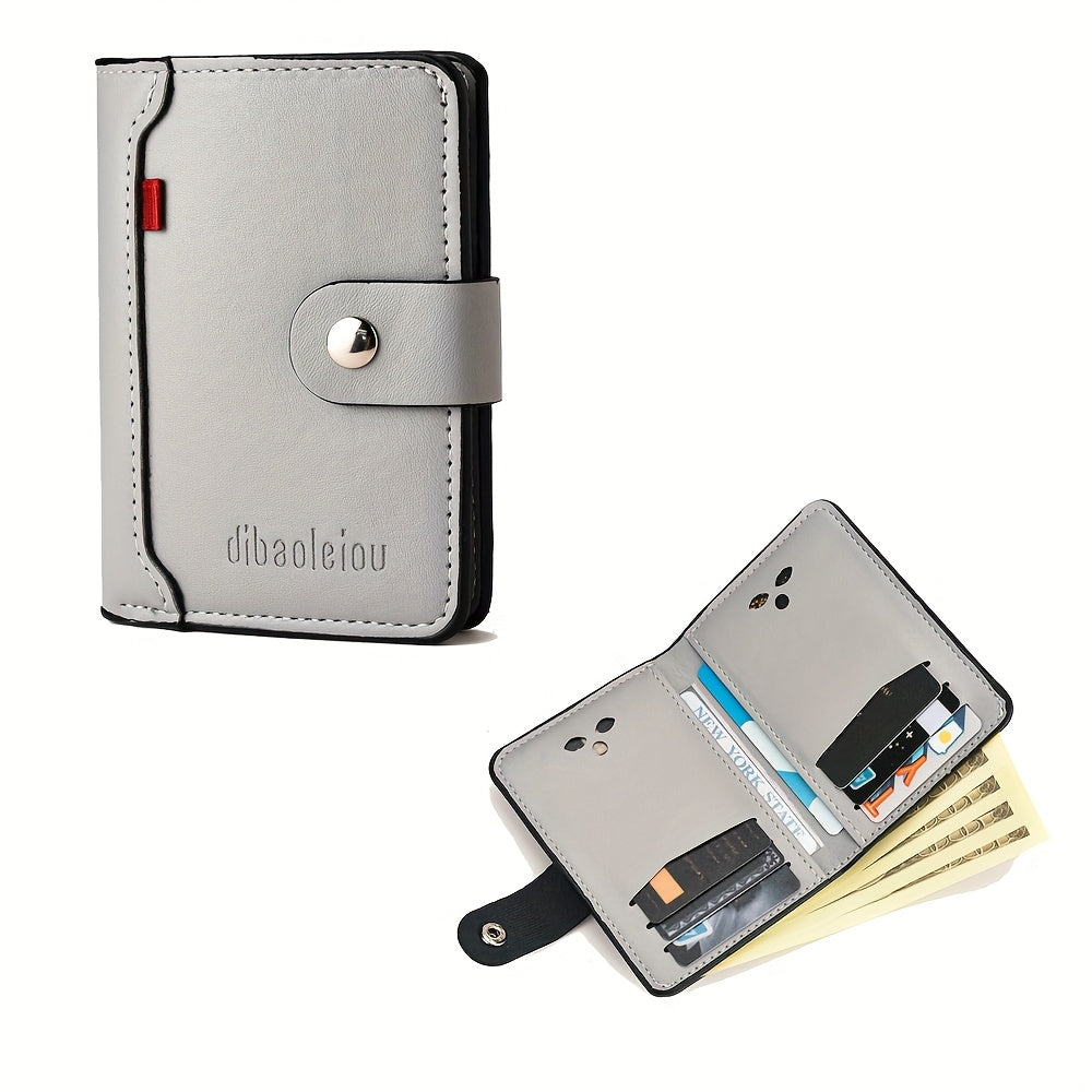 A Compact Men'S Wallet with Multiple Card Slots, Featuring a Stylish And Minimalist Design for Holding Driver'S Licenses And Credit Cards, with a Snap Closure - a Spacious Synthetic Faux Leather Coin Purse, Ideal for Travel A