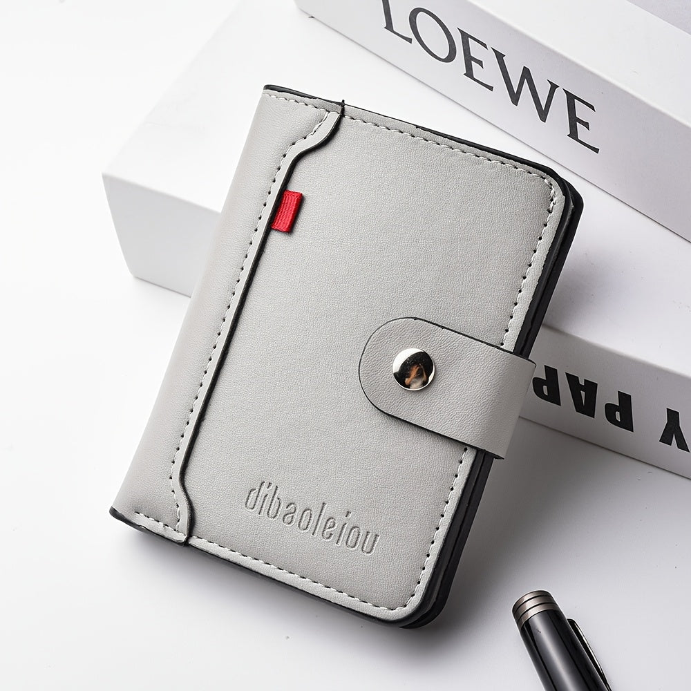 A Compact Men'S Wallet with Multiple Card Slots, Featuring a Stylish And Minimalist Design for Holding Driver'S Licenses And Credit Cards, with a Snap Closure - a Spacious Synthetic Faux Leather Coin Purse, Ideal for Travel A