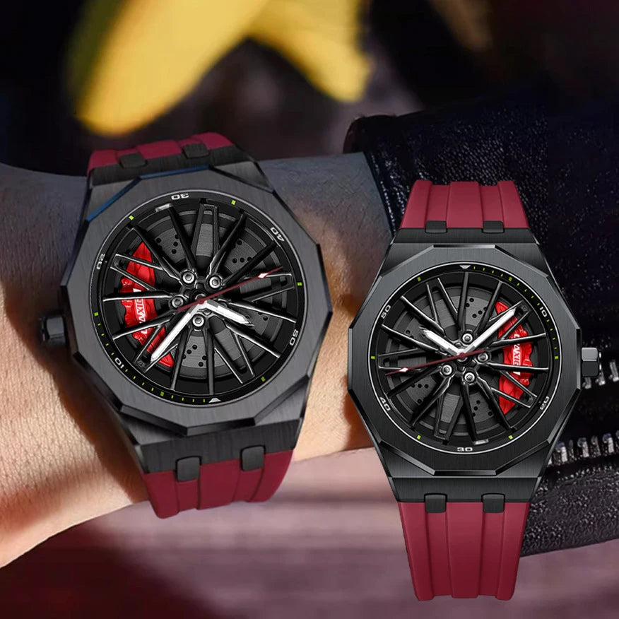 ساعة رجالية مستوحاة من عالم السباقات – قرص دوّار ثلاثي الابعاد