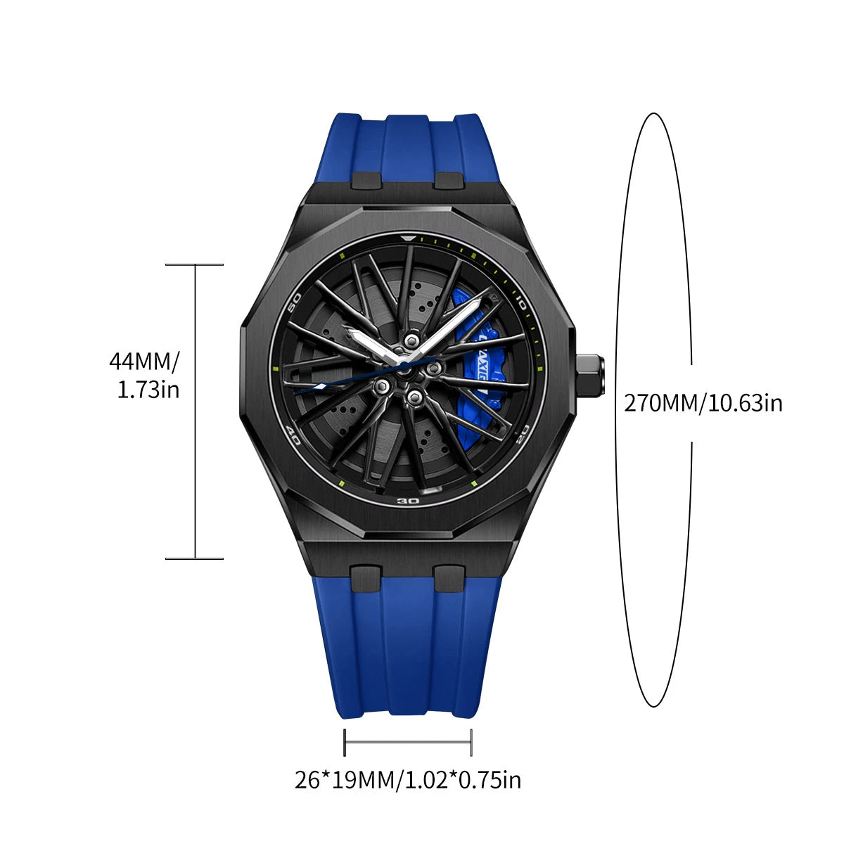 ساعة رجالية بتصميم رياضي بقرص داخلي دوّار ثلاثه الابعاد