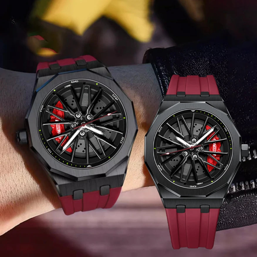 ساعة رجالية بتصميم رياضي بقرص داخلي دوّار ثلاثه الابعاد