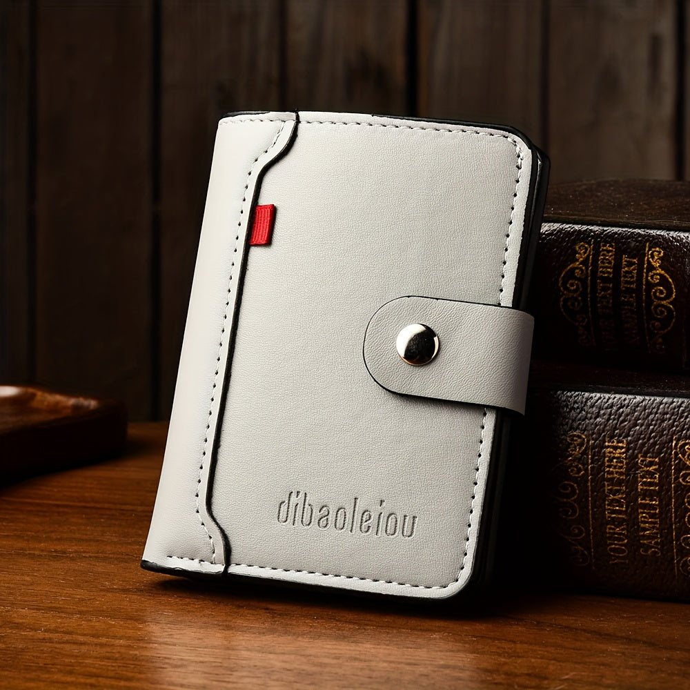 A Compact Men'S Wallet with Multiple Card Slots, Featuring a Stylish And Minimalist Design for Holding Driver'S Licenses And Credit Cards, with a Snap Closure - a Spacious Synthetic Faux Leather Coin Purse, Ideal for Travel A