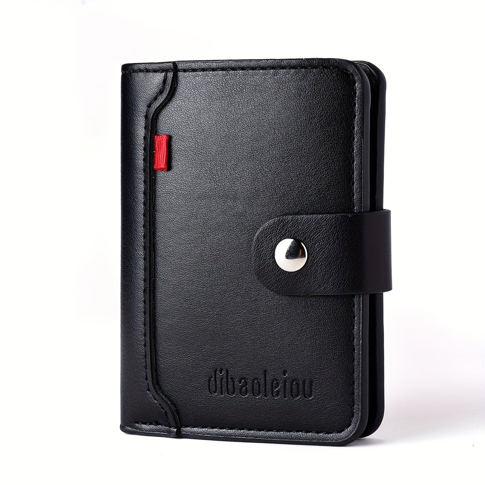 A Compact Men'S Wallet with Multiple Card Slots, Featuring a Stylish And Minimalist Design for Holding Driver'S Licenses And Credit Cards, with a Snap Closure - a Spacious Synthetic Faux Leather Coin Purse, Ideal for Travel A